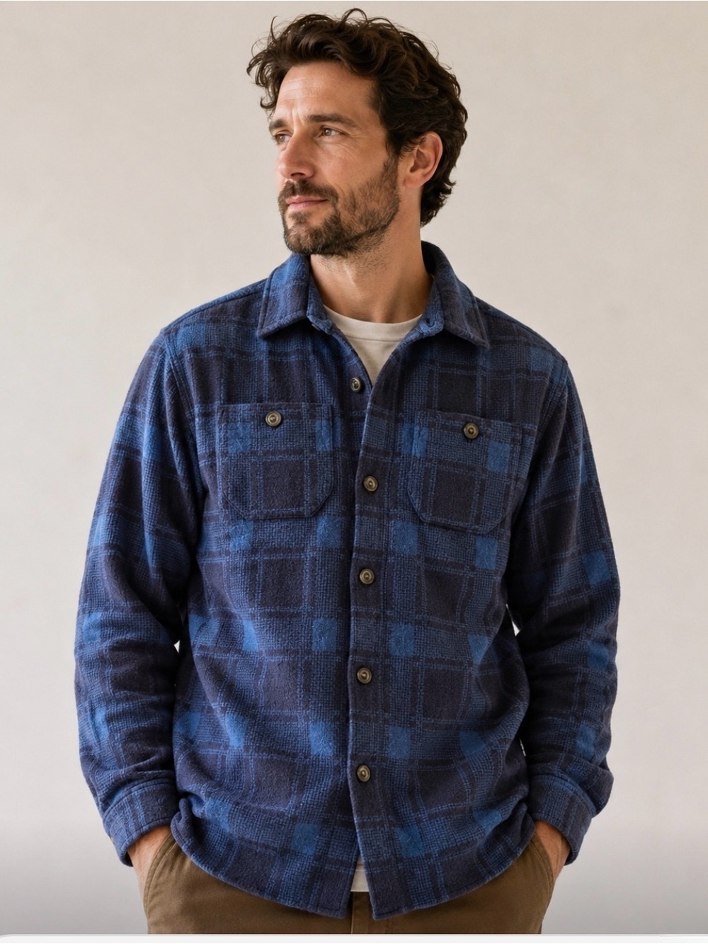 Lucky Brand Blue Plaid Flannel Button Down Long Sleeve Shirt Men's Size Small